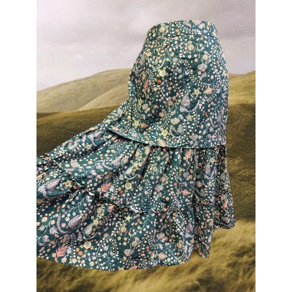 Antonio Melani Bohemian Festival Cotton Floral Feminine Romantic Midi Skirt